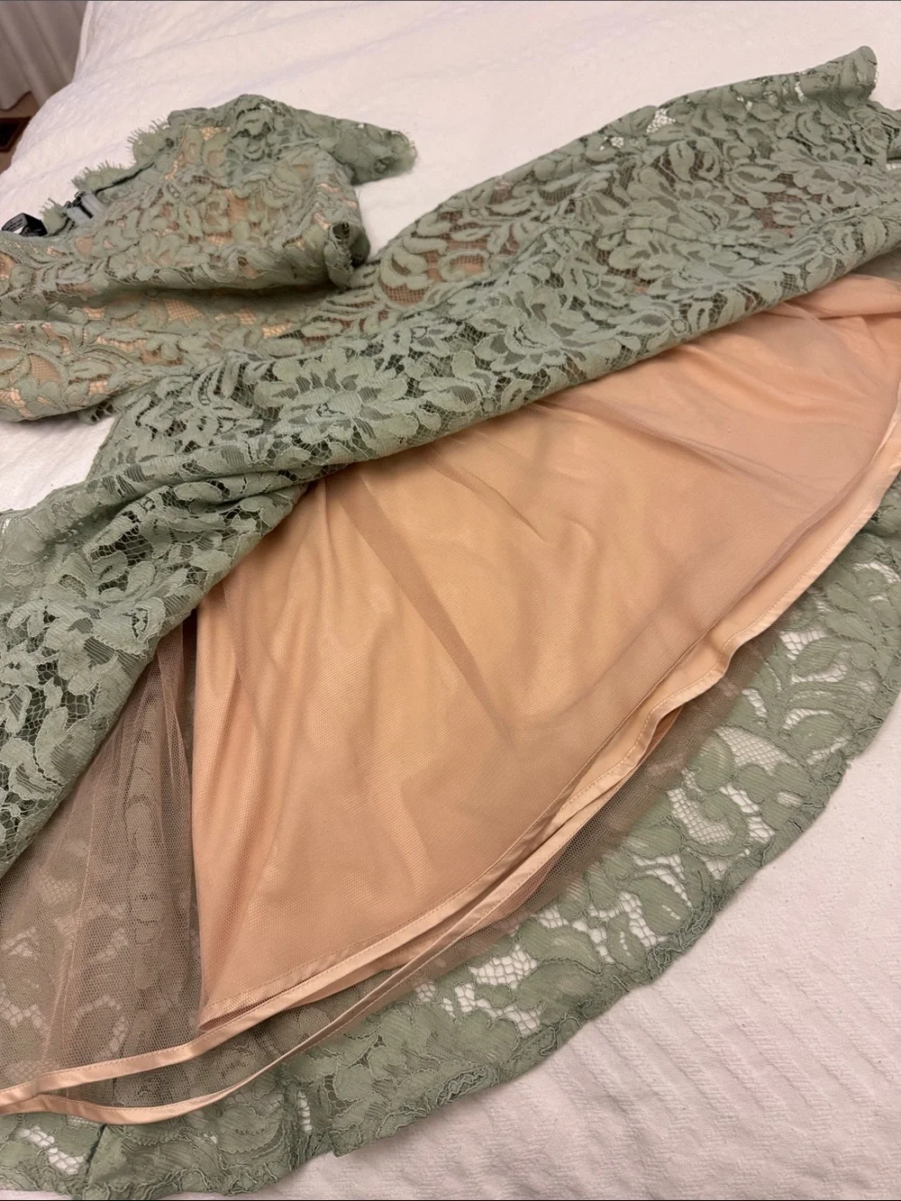 bebe Sage Green Floral Lace Mini Dress - Picture 3 of 3